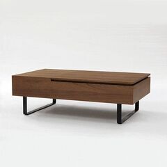 車まで運搬します[幅120] センターテーブル ローデスク リフトアップ式 昇降式 突板使用の画像