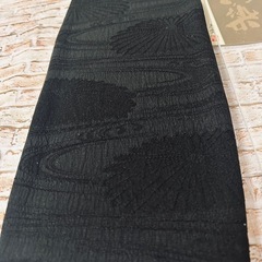 【新品・未使用・絹100%】鏡水の舞　泥染　帯締め　帯揚げ　黒　M 夏用の画像