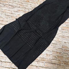 【新品・未使用・絹100%】鏡水の舞　泥染　帯締め　帯揚げ　黒　Mの画像