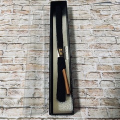 【新品・未使用・絹100%】鏡水の舞　泥染　帯締め　帯揚げ　黒　Mの画像