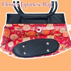 花柄の和装用バッグ赤オレンジの画像