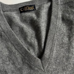 カシミア　男性用　Vネックニットセーター グレー 長袖の画像