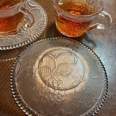 ガラス柄　カップ&ソーサー　６客セットの画像