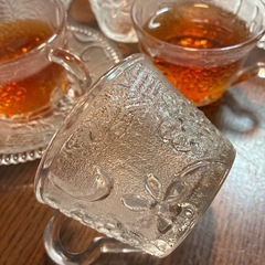 ガラス柄　カップ&ソーサー　６客セットの画像
