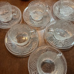 ガラス柄　カップ&ソーサー　６客セットの画像