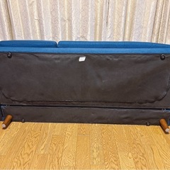 【値下げ中】3人掛けソファ 北欧風 ブルー ファブリックの画像