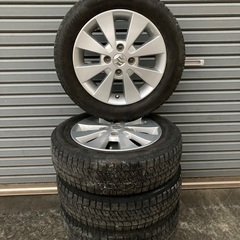 No.184スタッドレスタイヤ155/65/R14  4H PCD100 アルミホイール付4本セットの画像