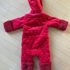 ベビー服 70 つなぎ 赤の画像