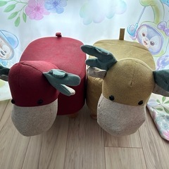 動物モチーフ スツール オットマン 2個セットの画像