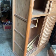 伝統工芸高級水屋道具杉無垢材網代引戸アジロ茶道具煎茶棚置水屋茶箪笥飾り棚和家具の画像