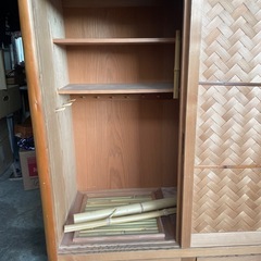 伝統工芸高級水屋道具杉無垢材網代引戸アジロ茶道具煎茶棚置水屋茶箪笥飾り棚和家具の画像