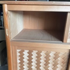 伝統工芸高級水屋道具杉無垢材網代引戸アジロ茶道具煎茶棚置水屋茶箪笥飾り棚和家具の画像