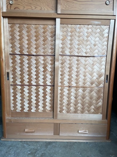 伝統工芸高級水屋道具杉無垢材網代引戸アジロ茶道具煎茶棚置水屋茶箪笥