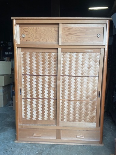 伝統工芸高級水屋道具杉無垢材網代引戸アジロ茶道具煎茶棚置水屋茶箪笥