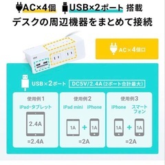 SANWAサプライ 4口+USB×2 TAP-B105U-3W （×3個セット）の画像