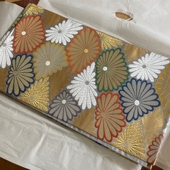 成人式 卒業式 青 花模様 ちりめん 振袖 洗える長襦袢 袋帯 セットの画像