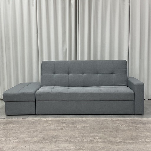 KL-10【新入荷　リサイクル品】スツール付き　ソファベッド　グレー