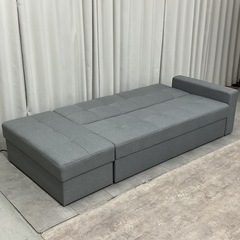 KL-10【新入荷　リサイクル品】スツール付き　ソファベッド　グレーの画像