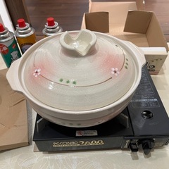 カセットコンロとボンベと土鍋あげますの画像