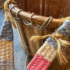 当時物 昭和レトロ 背負い籠 竹 竹編み 花籠 竹細工の画像