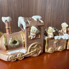 クリスマス　列車の置物　ロウソク　クマの画像