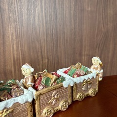 クリスマス　列車の置物　ロウソク　クマの画像