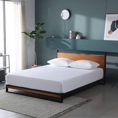 ZINUS メタル ウッド ベッドフレーム セミダブル Suzanne Metal and Wood Platform ブラウンの画像