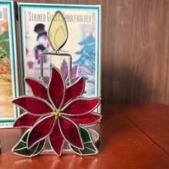 クリスマス　ステンドグラスキャンドルホルダーの画像