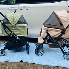 カートハンドル動かせる犬用ペットカートの画像