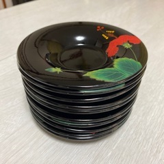 琉球漆器　角萬漆器　茶たく10枚セットの画像