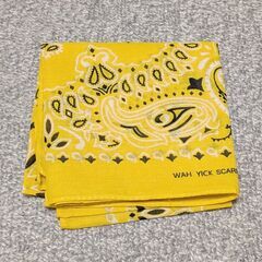 【無料で差し上げます】バンダナ ペイズリー 柄 イエロー 約55×55cmの画像