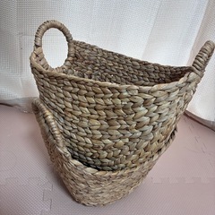 天然素材編みバスケット　2個セットの画像