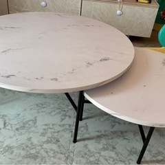 センターテーブル/丸テーブル大理石柄の画像