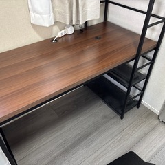 LOWYA [幅120]収納付きパソコンデスク 左右対応棚  [ハイタイプ]ウォルナットの画像
