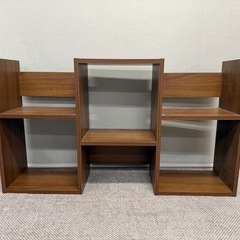 ワイエムワールド 本棚 収納ラック ディスプレイラック スリム 木製 S字 3段 幅59 奥行24 高さ104 ウォールナットの画像