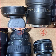 📷カメラレンズ番号 33  SIGMA TAMRON オールドレンズ マウント変換アダプター？等  計4点+付属品 まとめて   保管場所での引取りは値引きしますの画像