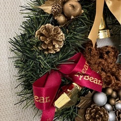 ・:*+.新品未使用.:+テディベア セットリース ゴールド クリスマスリースの画像