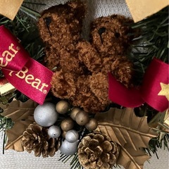 ・:*+.新品未使用.:+テディベア セットリース ゴールド クリスマスリースの画像