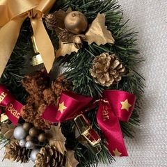・:*+.新品未使用.:+テディベア セットリース ゴールド クリスマスリースの画像