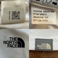 ノースフェイスTHE NORTH FACE メンズTシャツ ホワイト白ロゴ 男性用紳士肩幅　約47センチ 袖丈　約23センチ 身幅　約54センチ 着丈　約74センチの画像