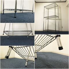 Luminous スチールラック3段 アジャスター付き脚部 全体耐荷重240kg メタルルミナスラック・ティアシェルフ・ワイヤーシェルフの画像