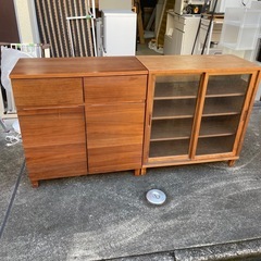 No.130z  廃盤希少★無印 ウォールナット材キャビネット・ガラス扉 　の画像