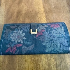 大島つむぎ正絹花柄 長財布/新品B品の画像