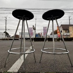 カウンターチェア バーチェア カウンタースツール 2脚セット ブラックの画像