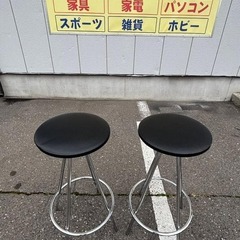 カウンターチェア バーチェア カウンタースツール 2脚セット ブラックの画像