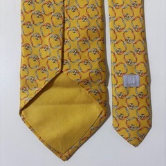 【美品】dunhill Valentino シルクネクタイ イエロー ボルドーの画像