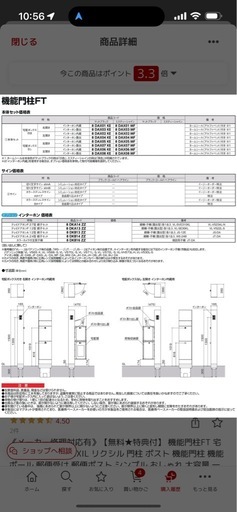 LIXIL 機能門柱FT 宅配ボックス無し　左開き