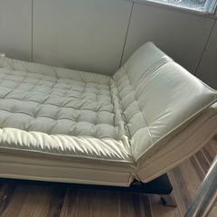 ソファーベッド　ホワイト　三人掛け　おしゃれ　2way 合皮の画像