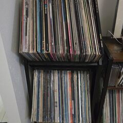 キャスター付き レコード収納ラック（省スペース・ブラック）の画像