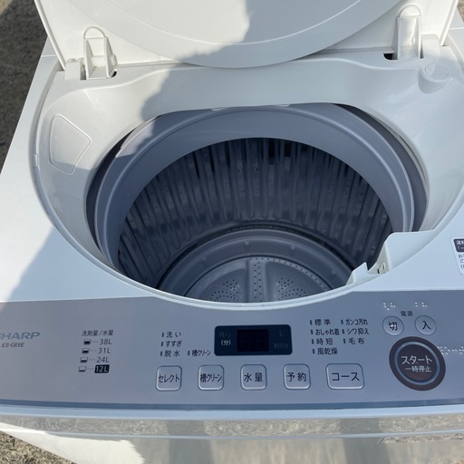 洗濯機　SHARP ES-GE6E 6kg 2021年製　